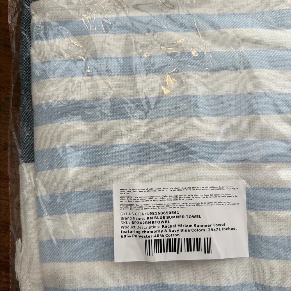NWT Rachel Miriam Summer Towel - Blue